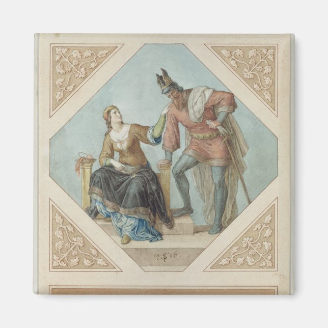 Imán Brunhilde y Hagen, ilustracion para 'El Niebelu (Frente)