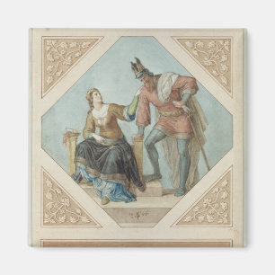 Imán Brunilda y Hagen, ilustracion para 'el Niebelu