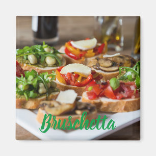 Imán Bruschetta Antipasti con frijol y arugula,