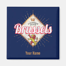 Imán Bruselas Capital Europa Bélgica Retro León Vintage