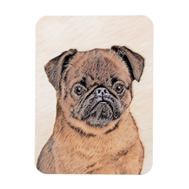 Imán Bruselas Griffon Smooth Painting Original Dog Art (Vertical)