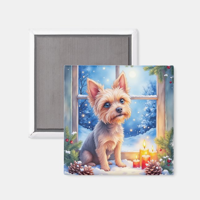 Imán Brussels Griffon Frosted Window Christmas Art (Anverso/Reverso)