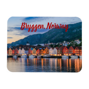 Imán Bryggen Bergen Noruega estilizado