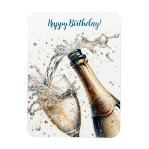 Imán Bubbly champagne Happy Birday