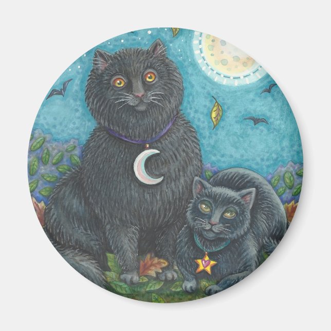 IMÁN BUBO Y PYEWACKET, MAGNET DE GATOS NEGROS (Frente)