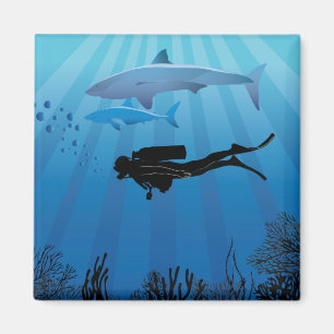 Imán Buceador de tiburones en Scuba