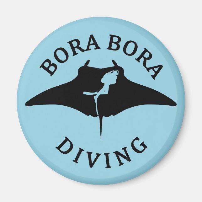 Imán Buceo Con Manta En Bora Bora (Frente)