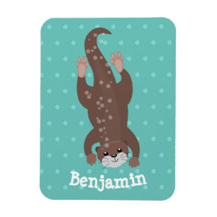 Imán Buceo con nutria en el ilustracion verde azulado p