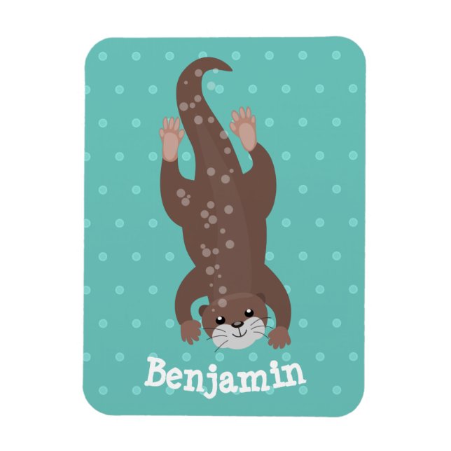 Imán Buceo con nutria en el ilustracion verde azulado p (Vertical)