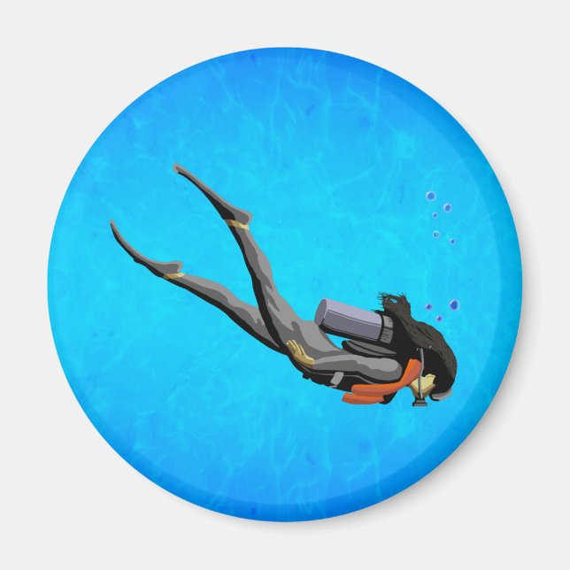 Imán Buceo femenino en SCUBA (Frente)