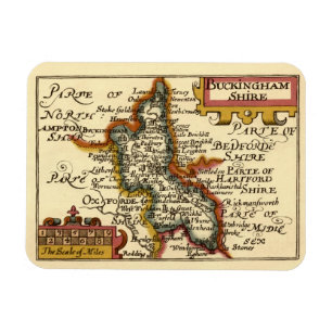 Imán Buckinghamshire County England Mapa Anticuario Ant