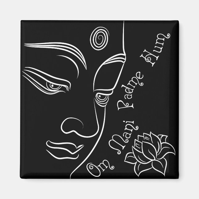 Imán Buda reflexiona sobre la flor del loto Blanco (Frente)