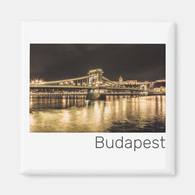 Imán Budapest con el Puente de las Cadenas Panorama Vin (Frente)
