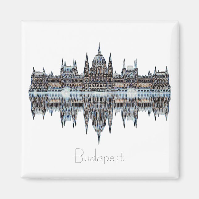 Imán Budapest Hungría: Mapa de arquitectura del Parlame (Frente)