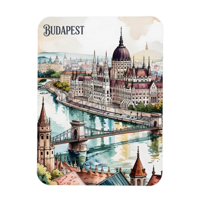 Imán Budapest Hungría Parlamento Río Danubio Silueta (Vertical)