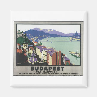 Imán Budapest Via Harwich Vintage Travel Poster