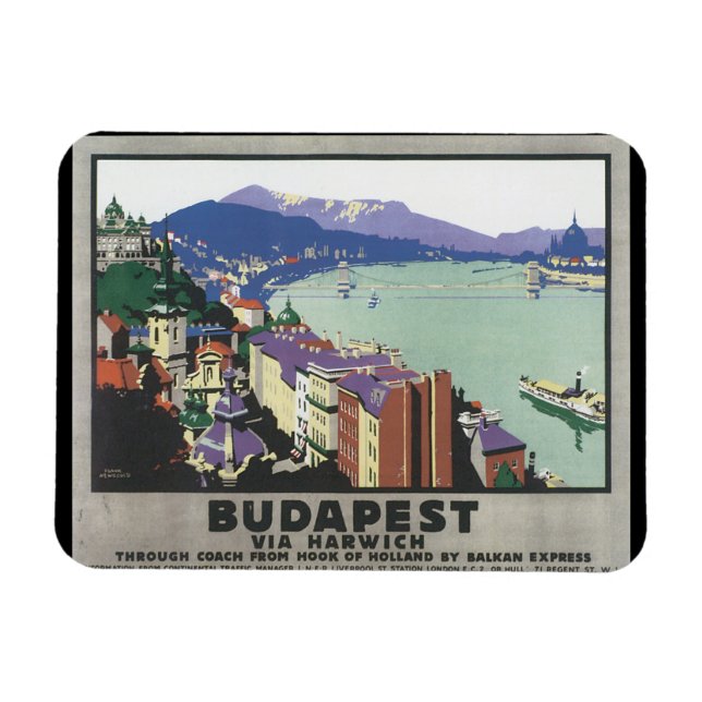 Imán Budapest vía Harwich_Vintage Travel Poster (Horizontal)