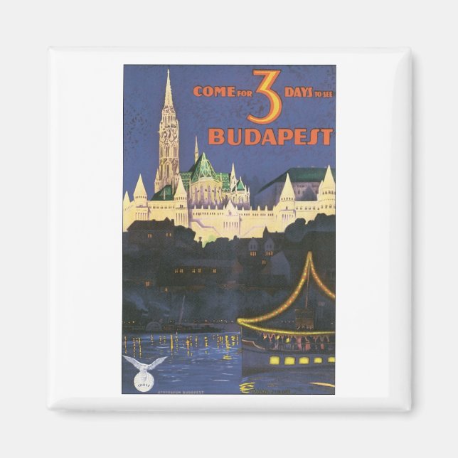 Imán Budapest Vintage Travel Poster (Frente)