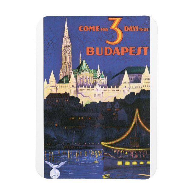 Imán Budapest Vintage Travel Poster (Vertical)