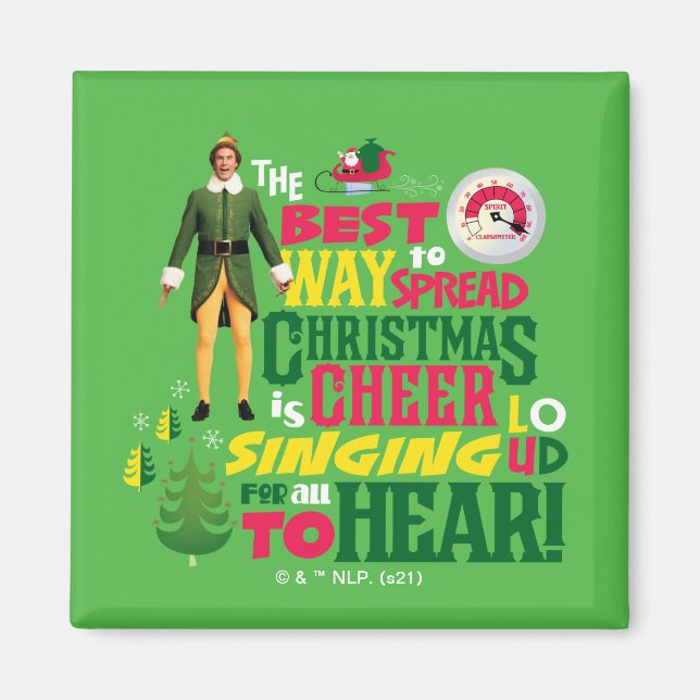 Imán Buddy the Elf | Navidades Cheer Cita Gráfica (Frente)