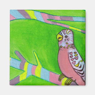 Imán budgie rosado pequenito