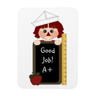 Imán ¡Buen trabajo!-Muñeca Rag con Chalkboard