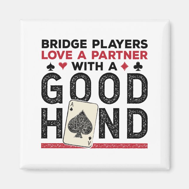 Imán Buena mano de Funny Bridge Player Partner (Frente)