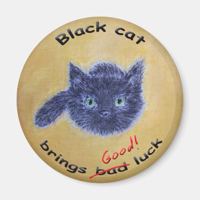 Imán Buena suerte de gato negro (Frente)