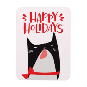 Imán Buenas fiestas - dibujo animado lindo del gato del