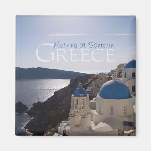 Imán Buenos días en Santorini Grecia Souvenir Fridge Ma