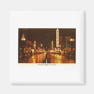 Imán Búfalo céntrico NY en el vintage de la noche