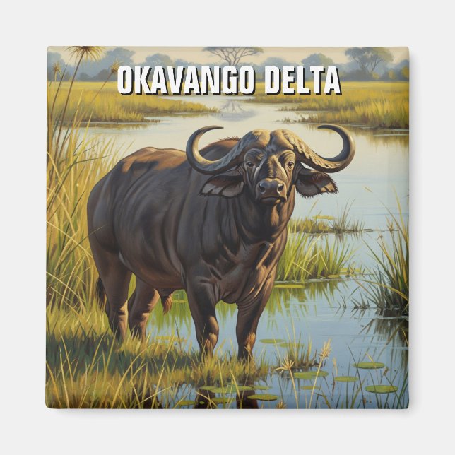Imán Búfalo del Cabo en el Delta del Okavango (Frente)