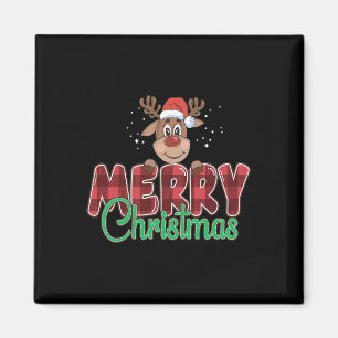 Imán Búfalo navideño vestido de reno rojo de Santa X