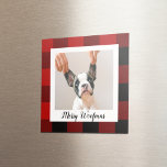Imán Búfalo Rojo Tapado Y Woofmas De Cerezo Con Foto De<br><div class="desc">Búfalo Rojo Tapado Y Woofmas De Cerezo Con Foto De Perro</div>