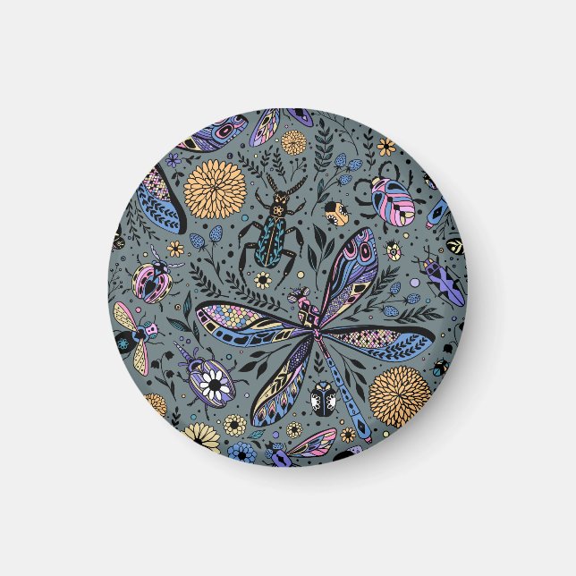 Imán Bugs de garabatos en gris tardío (Frente)