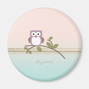 Imán Búho adorable femenino personalizado