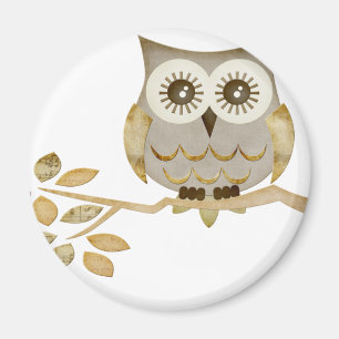 Imán Búho ancho de los ojos en árbol