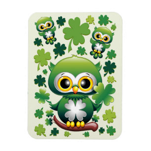 Imán Búho Bebé Lindo Dibujo Animado de San Patricio