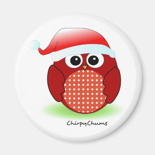 Imán Búho del rojo del navidad