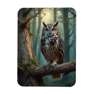 Imán Búho en un bosque mágico