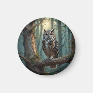 Imán Búho en un bosque mágico