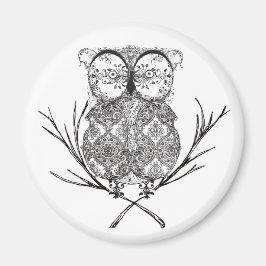 Imán Búho Fancy Flouril Negro y Blanco