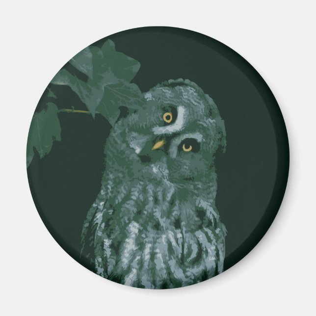 Imán Búho Gris Grande (Frente)