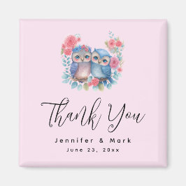 Imán Búhos enamorados sentados en una rama de árbol Gra