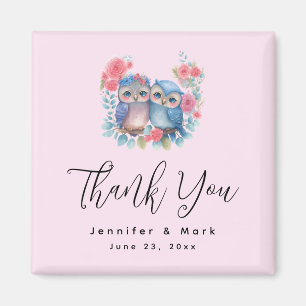 Imán Búhos enamorados sentados en una rama de árbol Gra