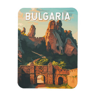 Imán Bulgaria Ilustracion Viaje Arte Vintage