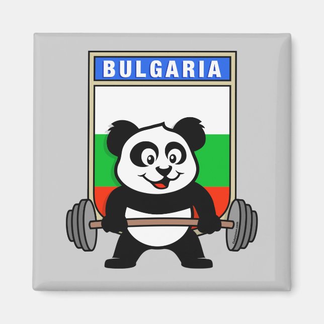 Imán Bulgaria Panda de levantamiento de pesas (Frente)
