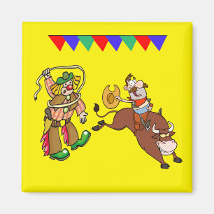 Imán Bull Rider y Rodeo Clown Personalizado