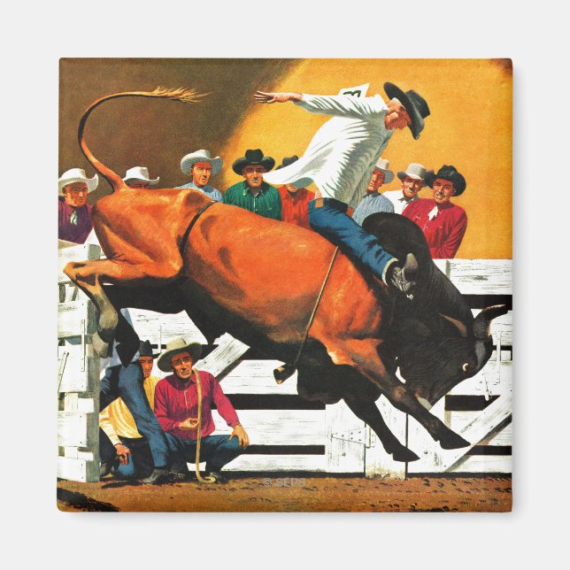 Imán Bull Riding por Fred Ludekens (Frente)