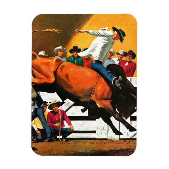 Imán Bull Riding por Fred Ludekens (Vertical)